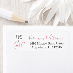It's a Girl! Baby Announcement Pink Return Address Label