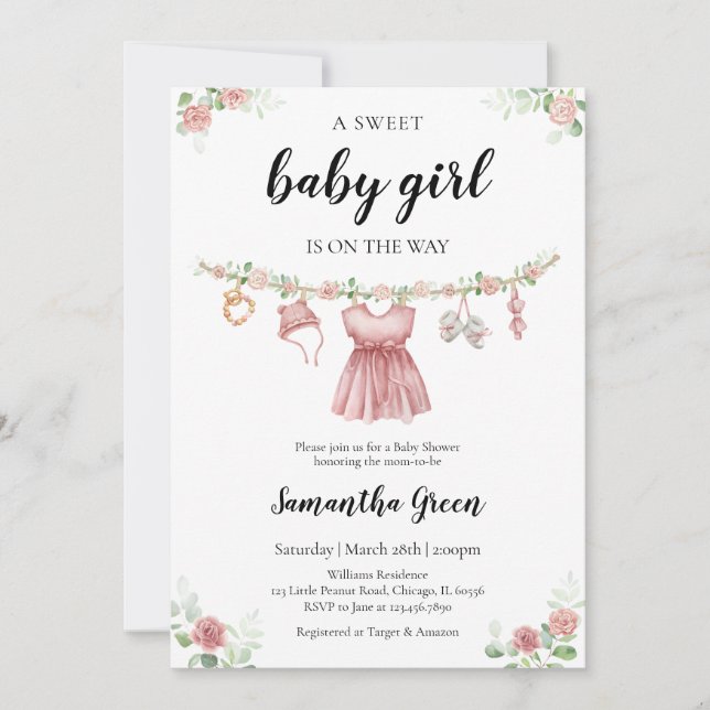 It's a Girl Baby Clothes Baby Shower Invitation (Front)