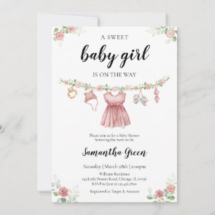 It's a Girl Baby Clothes Baby Shower Invitation