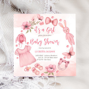 It's a girl baby clothes toys wreath baby shower