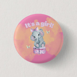 It's a Girl! baby elephant 3 Cm Round Badge