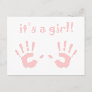it's a girl : baby handprints announcement