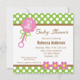 It's A Girl Baby Rattle Baby Shower Invitation