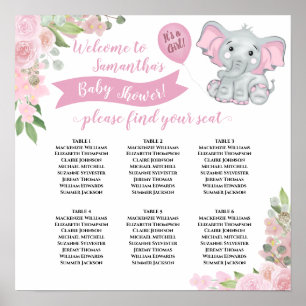 It's a Girl! Baby Shower 6 Table Seating Chart