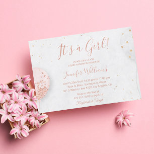 its a girl, baby shower,balloons photo pink  invitation