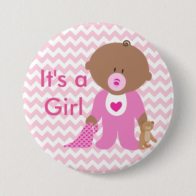 "It's a Girl" Baby Shower Button (Front)