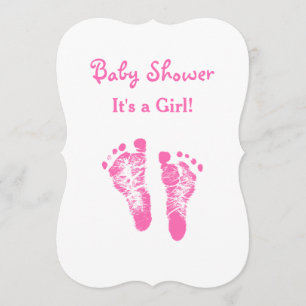 Its a Girl Baby Shower Cute Pink Footprints Invitation