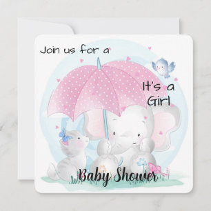 Its a Girl Baby Shower Elephant and Kittens Holiday Card