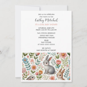 Its A Girl Baby Shower Floral Invitation