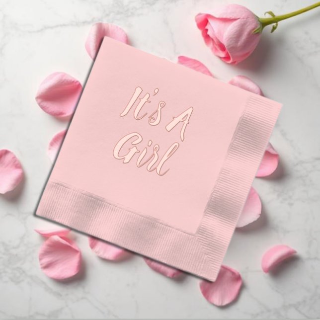 It's A Girl! Baby Shower Foil Stamped Napkins (Creator Uploaded)