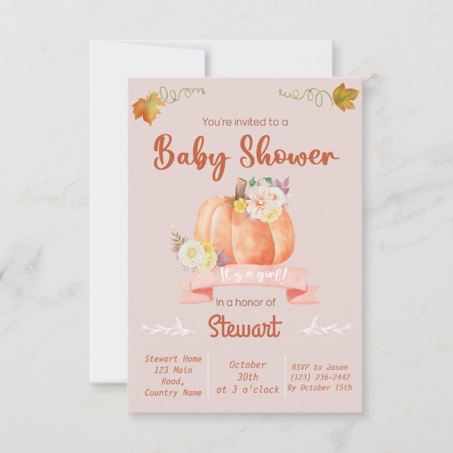 It's A girl baby shower Halloween  Invitation (Front)