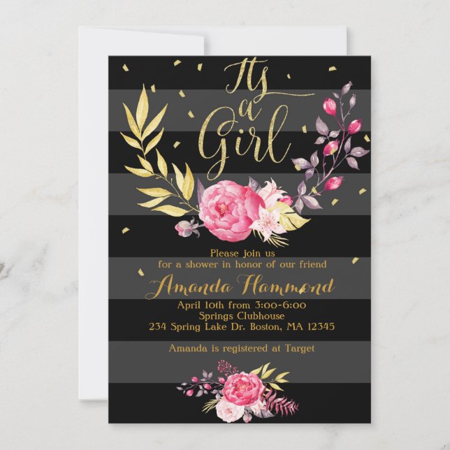 Its a Girl Baby Shower Invitation (Front)