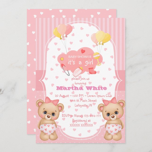 it's a girl Baby shower Invitation (Front/Back)