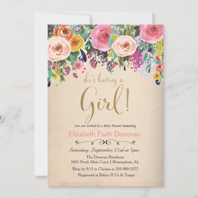 It's a Girl Baby Shower Invitation (Front)