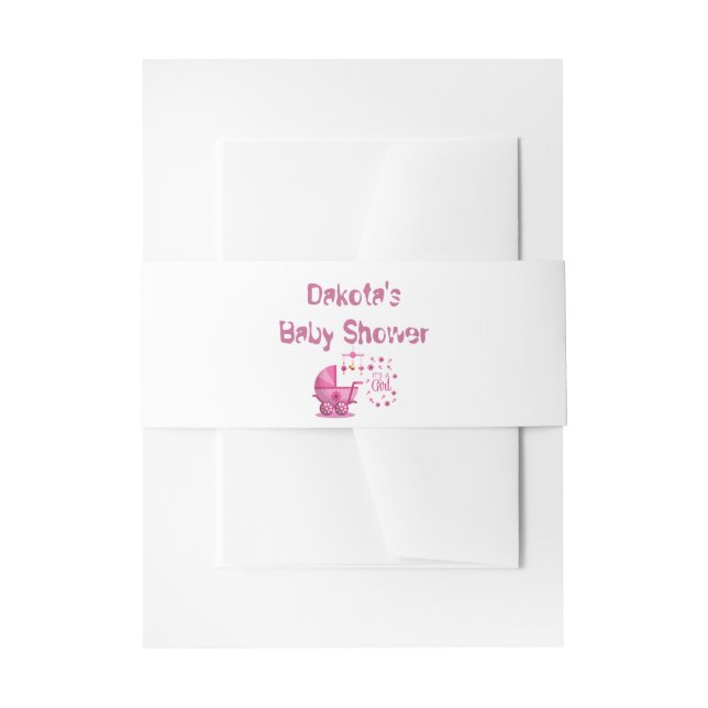 It's a Girl Baby Shower Invitation Belly Band (Front Example)