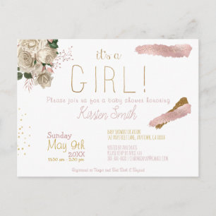 It's a Girl Baby Shower Invitation Postcard