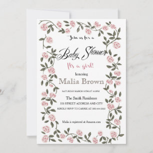 It's a Girl! Baby Shower Invitation ~Roses~