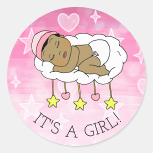 It's a Girl , Baby Shower or Birth Announcement Classic Round Sticker
