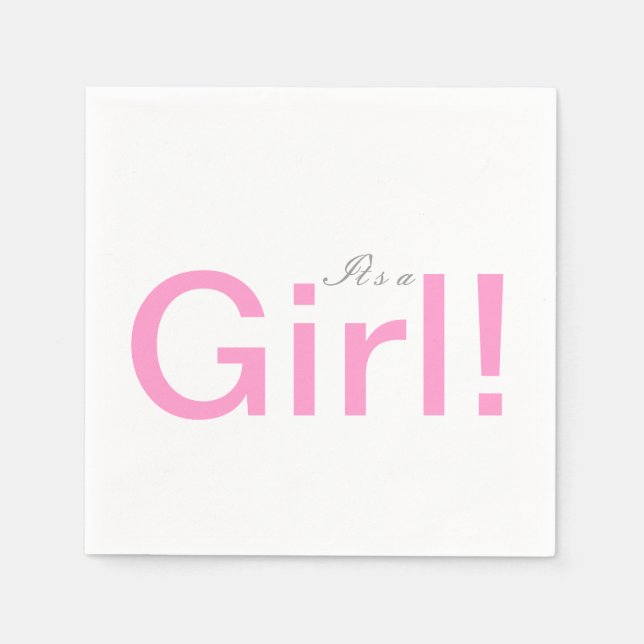 It's A Girl Baby Shower Paper Napkin Set (Front)
