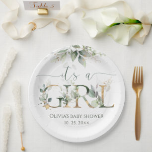 It's a Girl Baby Shower Party Plates
