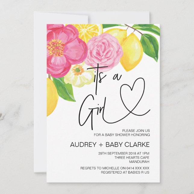 Its a Girl Baby Shower Party Summer Baby Bash Invitation (Front)
