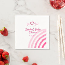 ITS A GIRL BABY SHOWER PINK RAINBOW PASTEL RETRO