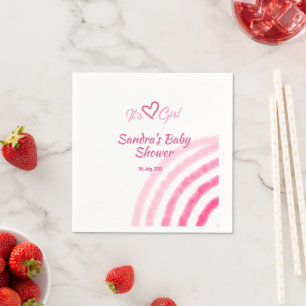 ITS  A GIRL BABY SHOWER PINK RAINBOW PASTEL RETRO NAPKIN