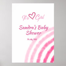 ITS A GIRL BABY SHOWER PINK RAINBOW PASTEL RETRO