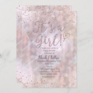 It's a Girl Baby Shower Shimmery Pearl Invitations