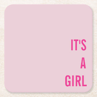 It's a Girl Baby Shower Square Paper Coaster