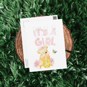 It's A Girl Baby Shower Teddy Bear Postcard