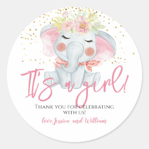 It's A Girl Baby Shower Thank You Classic Round Sticker