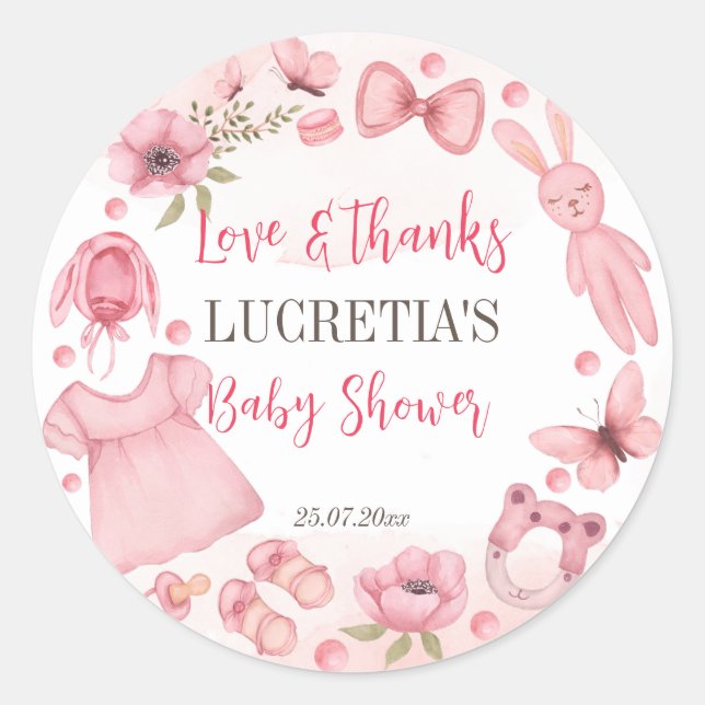 It's a girl baby shower thank you classic round sticker (Front)