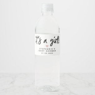 It's A Girl Baby Shower Water Bottle Label