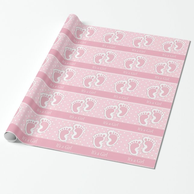 It's a Girl Baby Shower wrapping paper (Unrolled)