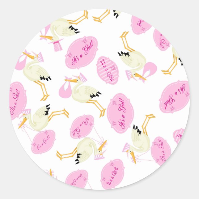 It's a girl Baby Sticker with Storks (Front)
