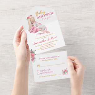 It's a Girl Beautiful Ballerina Baby Shower All In One Invitation