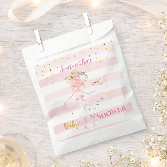 It's a Girl Beautiful Ballerina Baby Shower Favour Bag (Clipped)