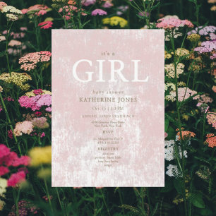 It's a Girl Blush Art Deco Baby Shower Invitation