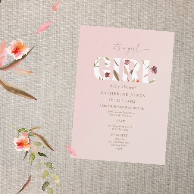 It's a Girl Blush Fall Baby Shower II Invitation (Creator Uploaded)