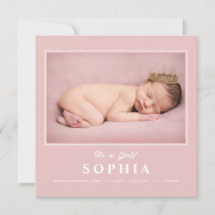 Its a Girl Blush Pink Photo Collage Baby Girl Announcement