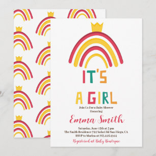 It's a Girl Boho Rainbow Baby Shower Invitation