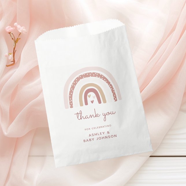 It's a Girl Boho Rainbow Baby Shower Thank You Favour Bag (Creator Uploaded)