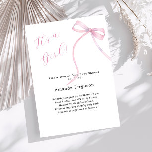 It's a girl bow simple elegant Baby Shower Invitation