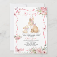 It's a Girl Bunny Baby Shower Pink Floral