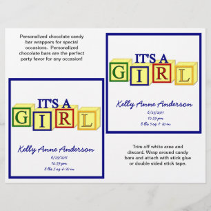 It's A Girl Candybar Wrappers (Primary)