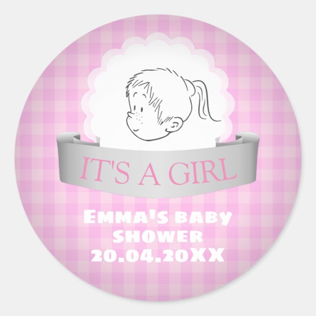 Its a Girl Classic Round Sticker (Front)
