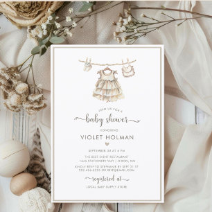 Its a Girl Clothes Minimalist Boho Baby Shower  Invitation