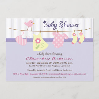 It's a Girl! Clothesline Baby Shower Invitation