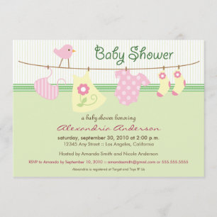 It's a Girl! Clothesline Baby Shower Invitation